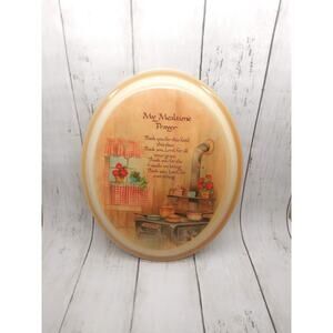 Vtg Mealtime Prayer Resin Wall Plaque Cozy Country Kitchen Stove Alan Grant Art